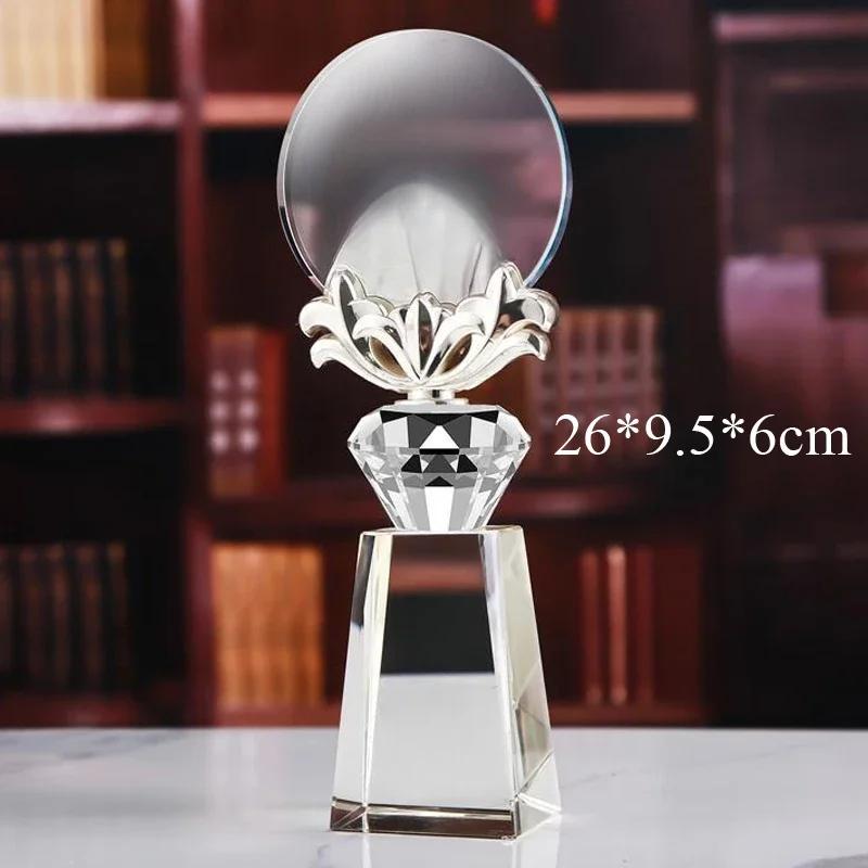 Customized Portrait Photo Color Printing Crystal Trophy Enterprise Excellent Employee Home Decor Award Honor Lettering Medal 1Pc