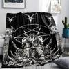 1Pc Skull Satan Print Flannel Blanket, High Quality Comfortable for All Seasons, Home Decor, Warmth and Comfort, Perfect for Christmas Gifts