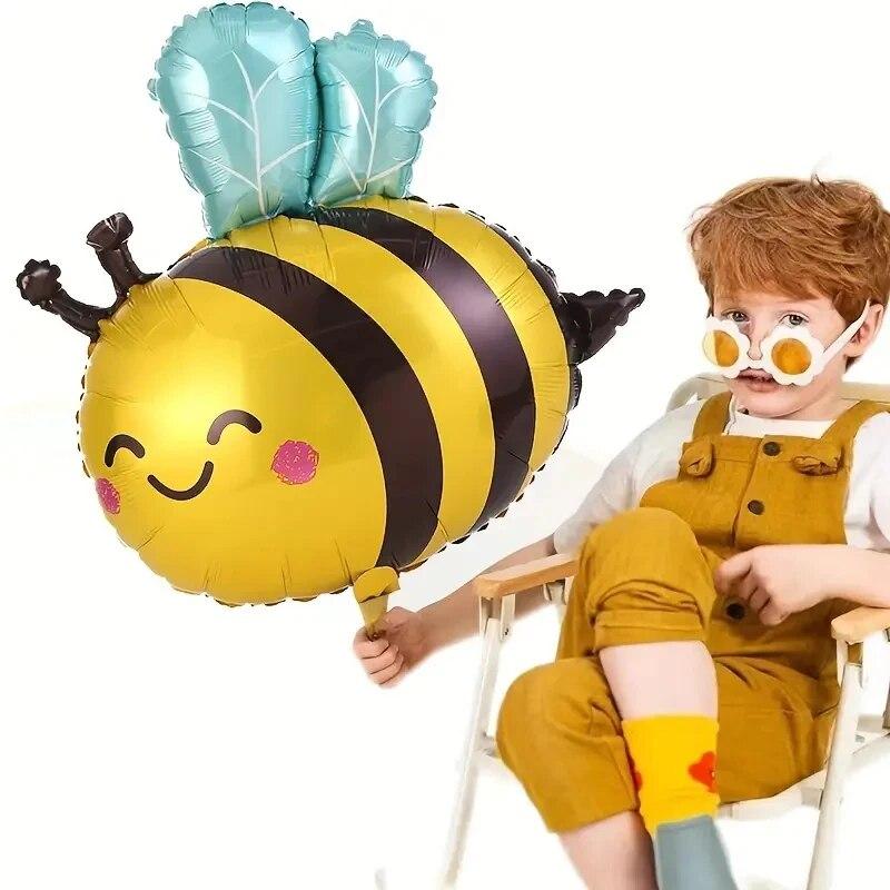 3Pcs Cute Bee Balloon Set Birthday Party Scene Arrangement Cartoon Animal Aluminum Film Balloons Festive Decoration Photo Props