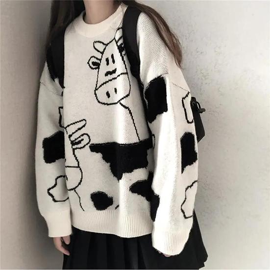 Dam Höst och Vinter Lös Tröja Dam Stor Storlek Mångsidig Casual Söt Stickad Pullover