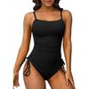 CHARMLEAKS Costumi da bagno interi a coste per donna, costumi da bagno con laccetti laterali e scollo alto, monokini imbottiti
