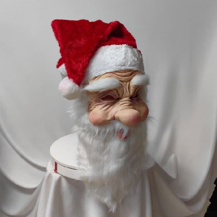 Santa Latex Face Mask Skin Friendly Comfortable For Holiday Performances Photo Booths And Seasonal Costume Accessories