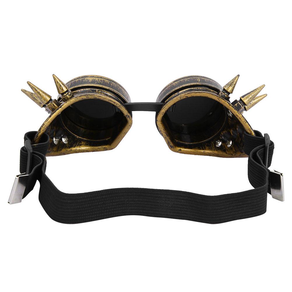 Vintage Spiked Steampunk Goggles Cosplay Glasses Double Layer Windproof (bronze)