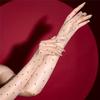 Retro Sexy Five Finger Gloves Ultra Thin Polka Dot Shiny Glossy Gloves Oil Shiny Elastic Sun Protection Gloves