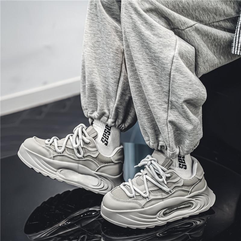 Herrskor Platt Mesh Andningsbara Casual Sport Tjock Sula Trend Alla Utomhus Gång Löpning Sneakers Mode Student Board Shoe