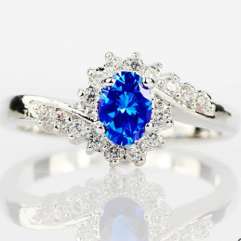 Women'S Creative Sapphire Blue Zircon Women'S Ring, Jewelry