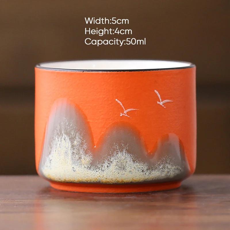 1pcs Chinese Style Mountain Ceramic Kung Fu Tea Cup Creative Pottery Espresso Cups Porcelain Coffee Cup Afternoon Teacup
