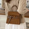 2025 New textured handbag, women's trendy fashion textured shoulder messenger bag, popular commuter small square bag