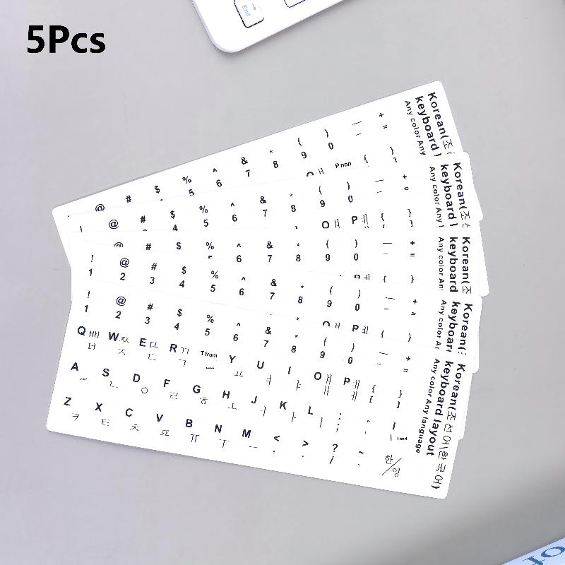 Waterproof Korean Keyboard Sticker 5Pcs Set PVC Material Decal Reusable for Laptop Desktop PC For Multilingual Users