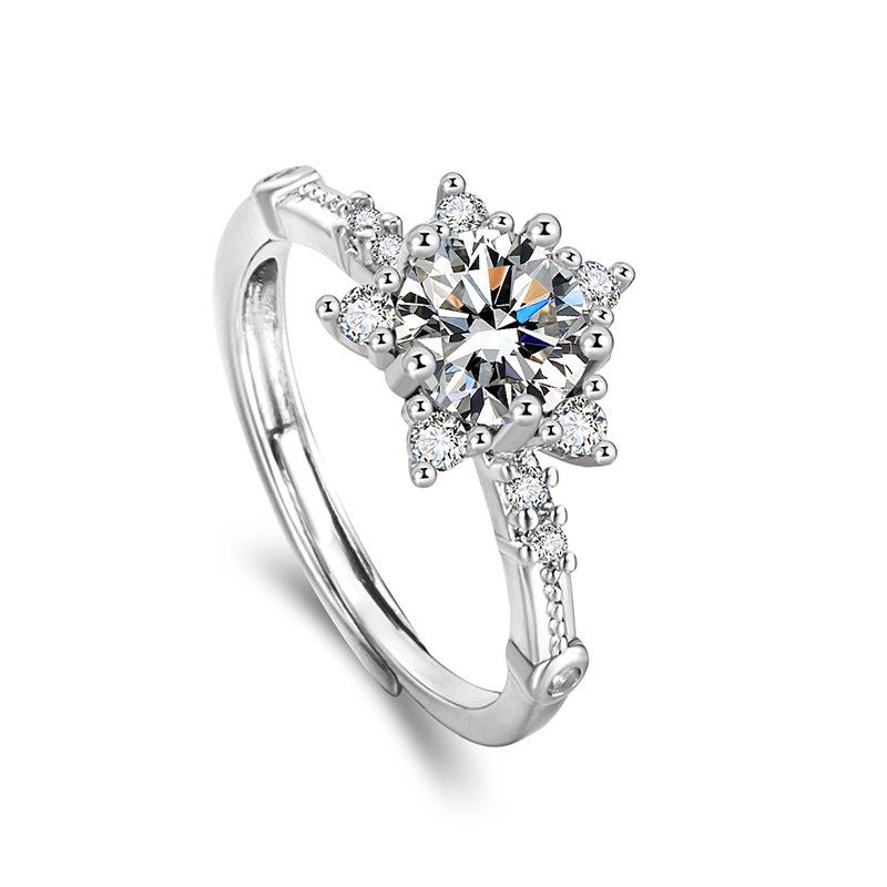 Trendy Five-Pointed Star Moissanite-Style Adjustable Open Ring