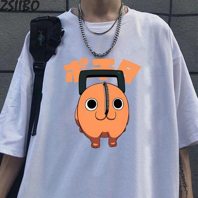 Fun Pochita Printed Tshirt Womens Loose Short Sleeve Round Neck Top Womens Casual Shirt Tshirt Anime Tshirt Popular Fashion