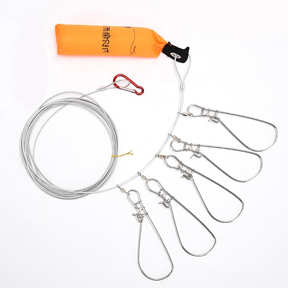 5m Snaps Fishing Lock Buckle for Giant Big Live Fish Tackle Accessories Stainless Steel Chain Stringer Float Sea Bass Lure Live Fish Lock belt