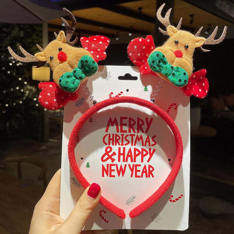 2025 New Christmas Sen Deer Horn Hair Band Female Santa Claus Hair Band Headwear Holiday Dress Headband Hair Band Headwear