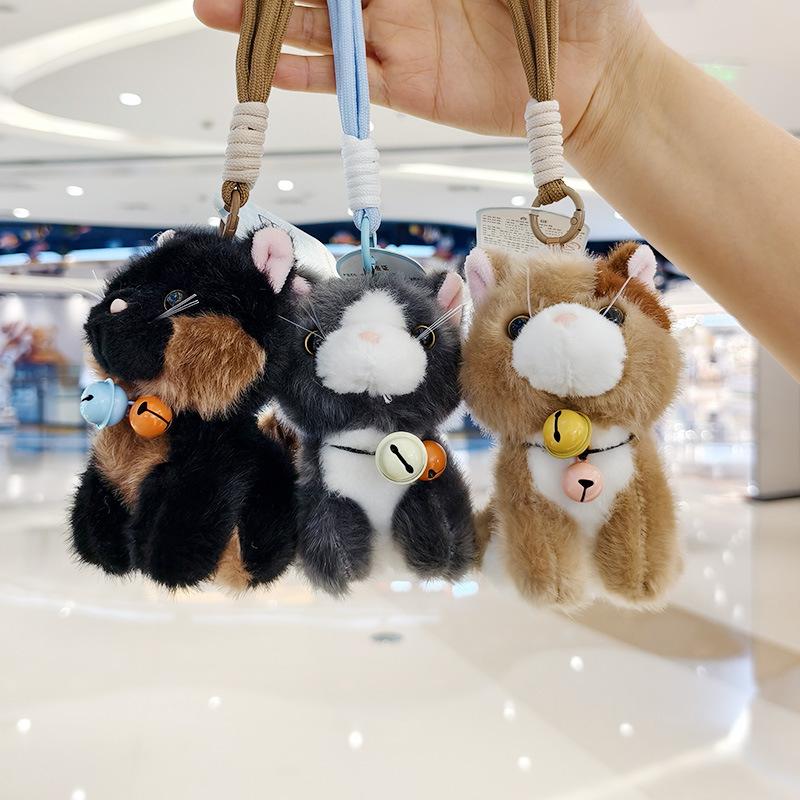 Cute Plush Kitten Keychain Bag Charm Adorable Cartoon Cat Doll Pendant Accessory