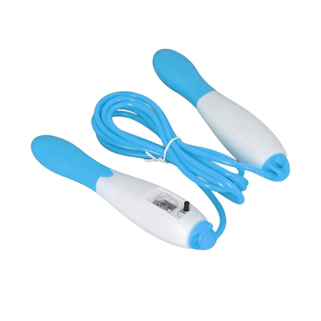 Skipping Rope PVC Cord Plastic Adjustable Fitness Counting Jump Rope for Adult Workout Student Sports Test Blue