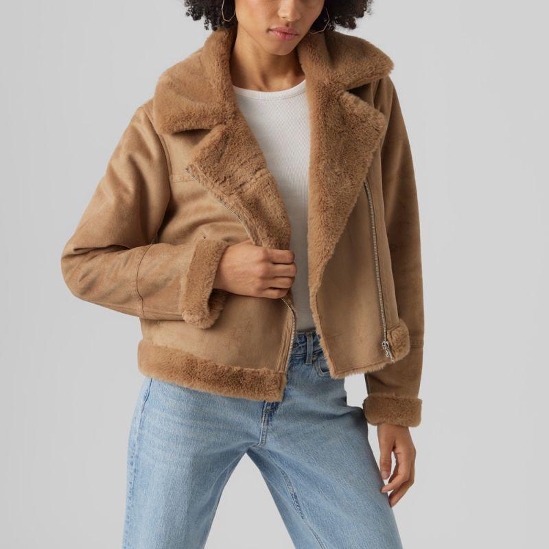 Veste peggy col italien fausse fourrure zippée Femme VERO MODA