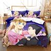 Cool Fantasy Bishoujo Magic Elf Warrior Anime Girls HD Print Bedding Set Duvet Cover + 2 Pillowcases Polyester Teen Otaku Room D