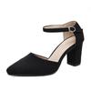 Single shoes women's medium heel thick heel new high heel pointed versatile one-button lady shoes