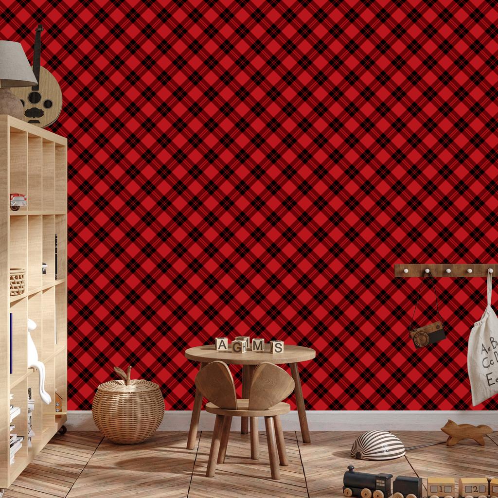 Red Checkered Wallpaper for Living Room and Bedroom 50x1000