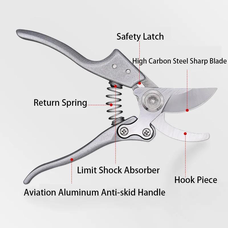 8.5 inch High Carbon Steel 60HRC Hardness Blade Bypass Pruning Shears Household Outils Manuels for Bonsai Garden Tools Scissors
