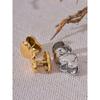 Yhpup Fashion Stainless Steel Heart Love Double Face Stud Earrings Prevent Allergy Metal 18K Gold PVD Plated Attractive Women
