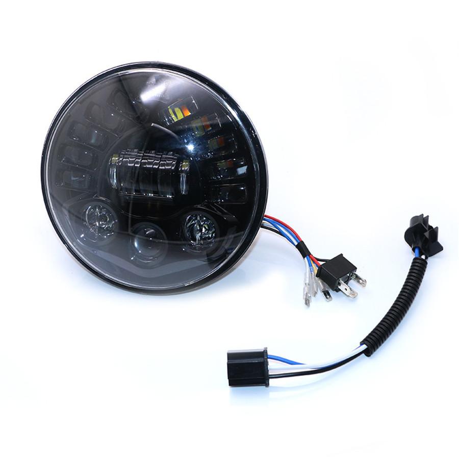 7 Inch Led Black Round Motorcycle Headlight With Hi/Lo Beam Projector Motor 7" Round Headlamp