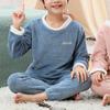 Set di vestiti termici casual per bambini e ragazze, set di vestiti termici a maniche lunghe, girocollo, tinta unita, con pantaloni