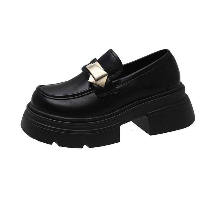 Black Platform Small Leather Shoes Women's Spring New Casual Versatile Retro Mary Jane New