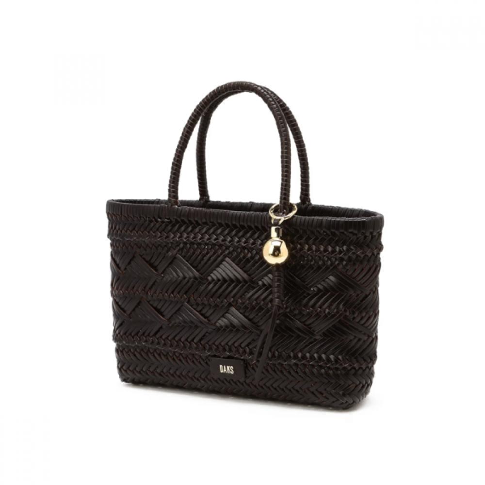Daks Dark Brown Leather Mesh Tote Bag Dcba6e301w3