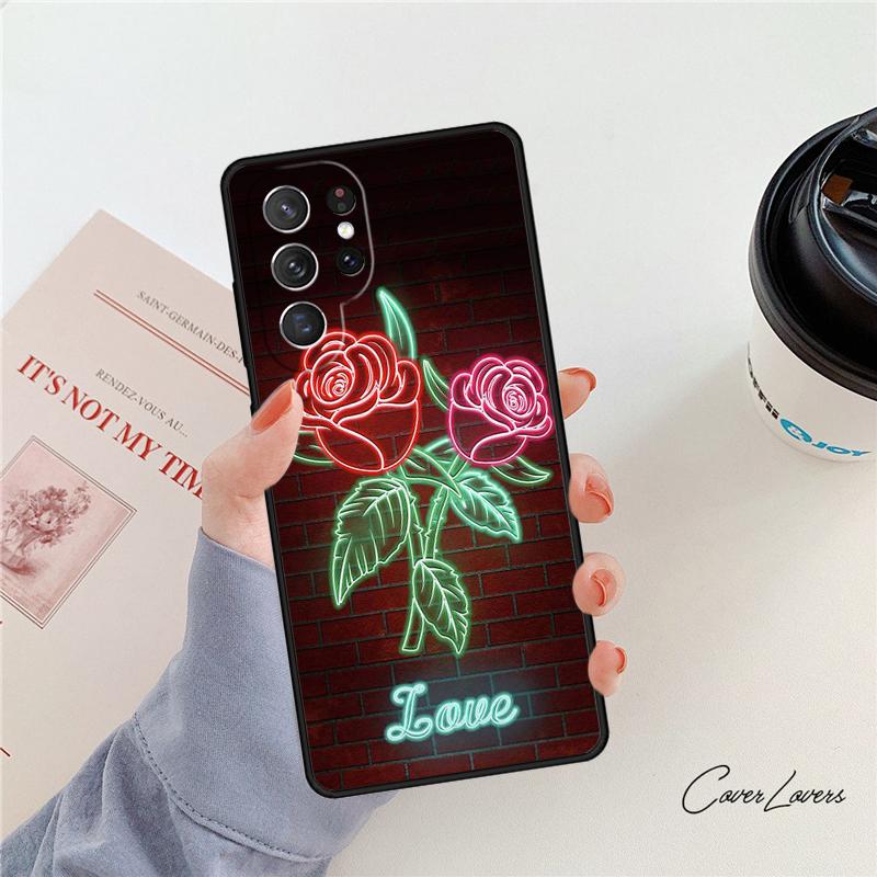 Neon Light phone case For Samsung Galaxy S24 S25 S23 S22 Ultra Note 10 20 Plus S20 S21 FE Cover