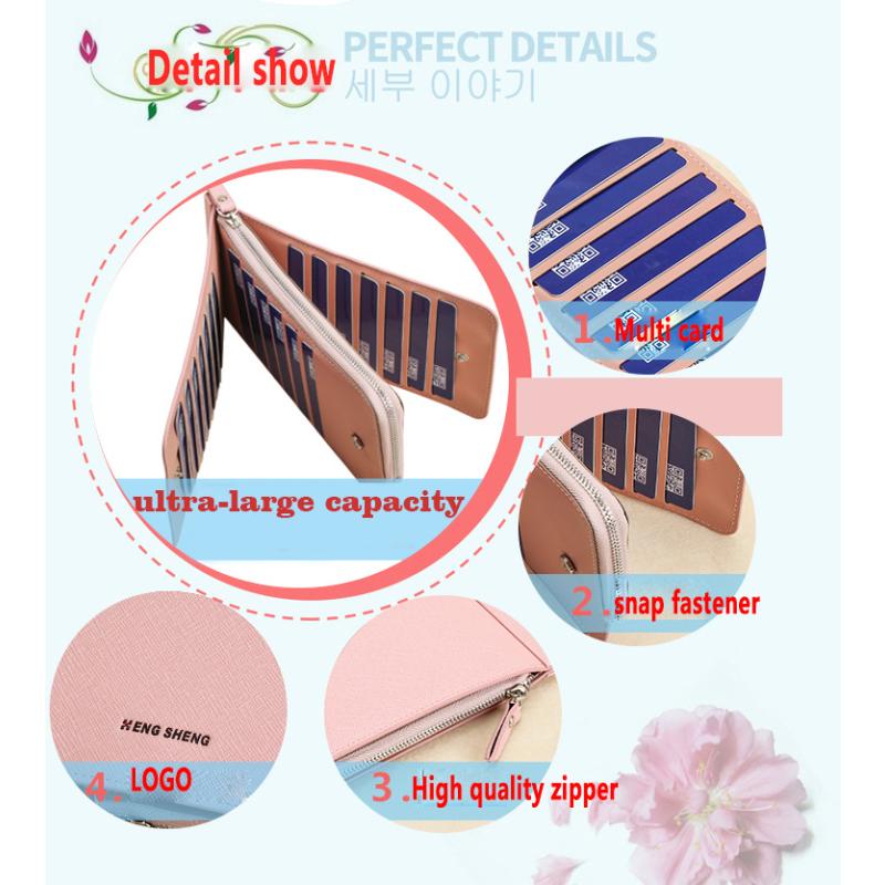 Women's Wallet Long Zipper PU Fashion Elegant Credit Card Holders Purse Mobile Phone Bag Multi Card Slot Money Clip