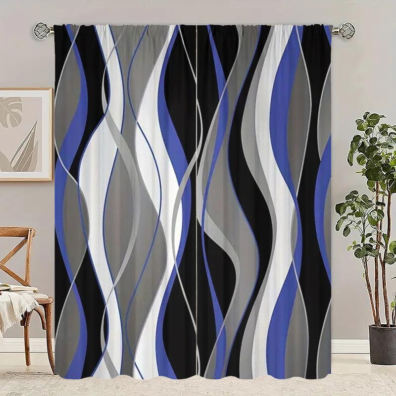 Selling 100,000 - a variety of striped environmental polyester printed curtains limited time special + gift combination