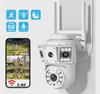 AIOOK Câmera Externa Sem Fio de Lente Dupla HD 10MP Câmera WiFi Rastreamento Móvel Visão Noturna Colorida IP CCTV Interfone de Voz Bidirecional IP66 à Prova d'Água OKAM PRO APP