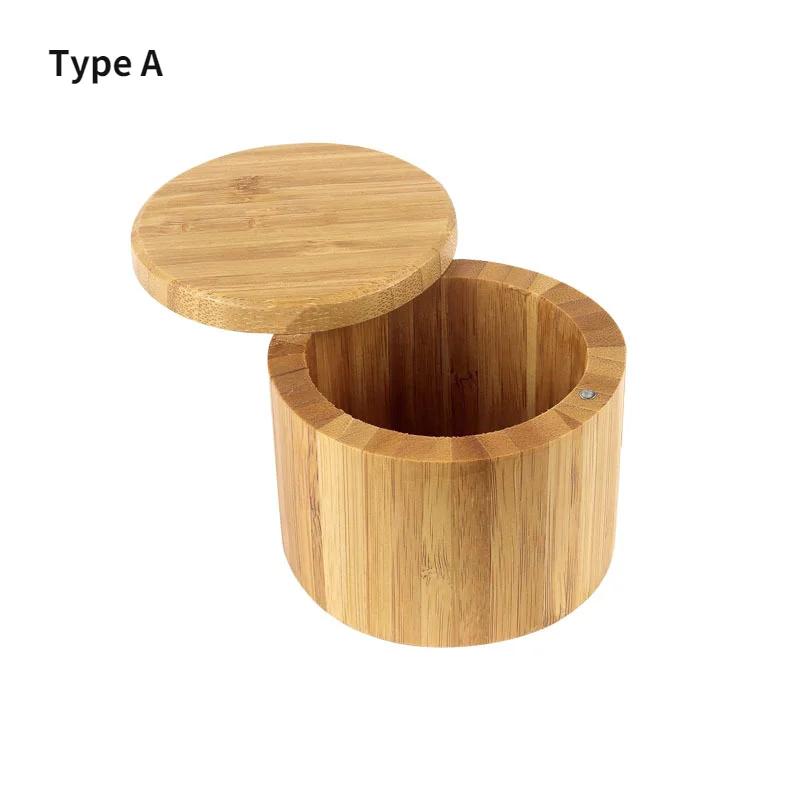 

Wooden Round Salt Box Bamboo Spice Jar with Magnetic Swivel Lid Container for Kitchen Storage Containers Salt Box Spice Tool
