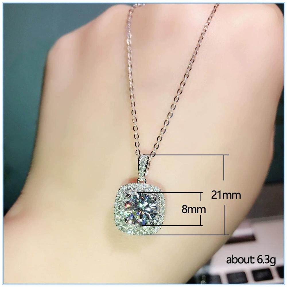 Luxury Female Crystal White Zircon Stone Pendant Necklace Vintage Silver Color Wedding  For Women