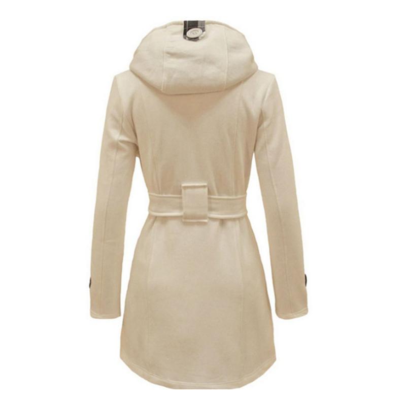 Fashion Woolen Coat Women Warm Fleece Jacket with Belts Double Breasted Solid Casual Jacket Winter Vintage Slim Ladies Coat