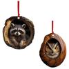 Christmas Tree Animal Pattern Acrylic Raccoon Tree Hanging Pendant 2D Acrylic Ornament Living Room Bedroom Garden Seasonal Decor