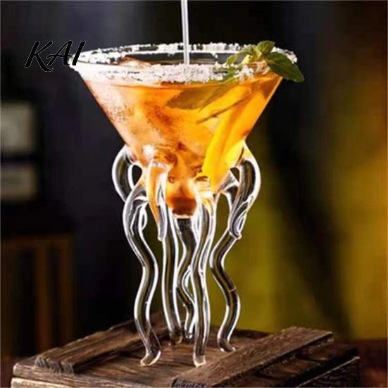 Stylish Stemmed Glass Octopus Tentacle Wine Goblets, Jellyfish Shape Cocktail Glass, Artistic Stemware for Multi-functional Wine, Cool Bar Decor,
