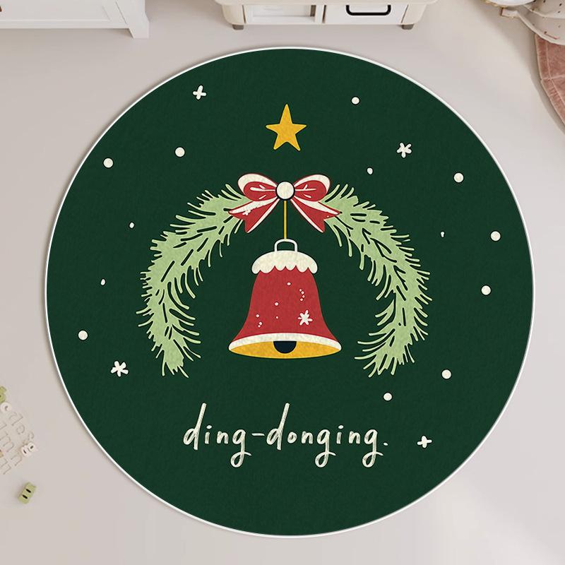 Christmas Round Carpet Atmosphere Washable Dirt Resistant Full Spread Sofa Coffee Table Blanket Christmas Tree Festive Decoration Mat