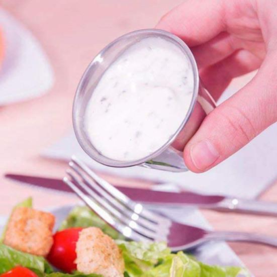 Stainless Steel Sauce Cup Round Dipping Tomato Condiments Bowl Kitchen Accessory