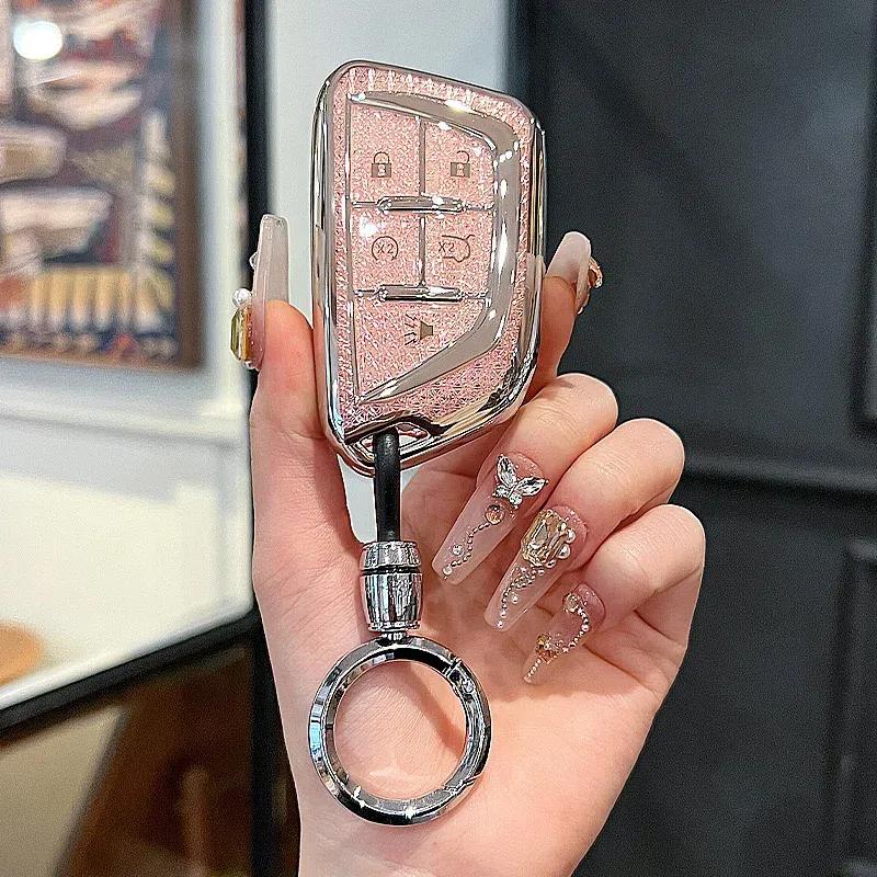 Female Key Case For Cadillac CT4 CT5 ATS CT6 XT5 ESV XTS SRX STS CT4-V C8 Escalade Corvette 5 Button Remote Car Key Case Cover