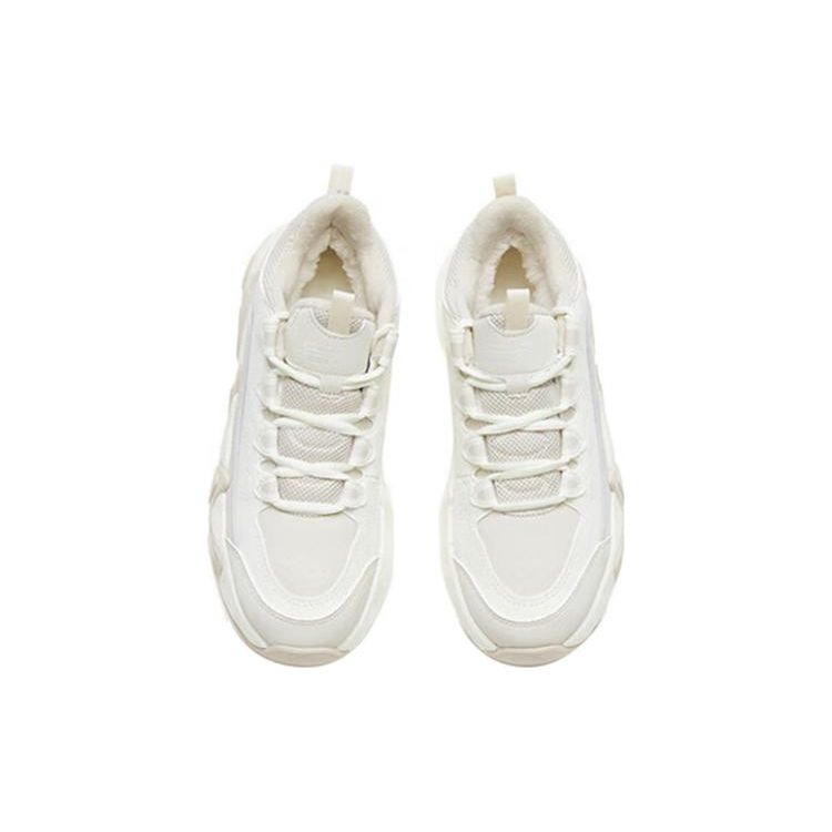 Anta After Wave 2.0 Leather Cotton Shock Absorbing Non-Slip Wear-Resistant Mid-Top Sports Casual Shoes Women sneaker Mud-Gray 122248989-1