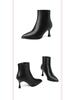 Black Pointed Toe Stiletto Ankle Boots - Stylish & Comfortable Women's Heels for Autumn/Winter