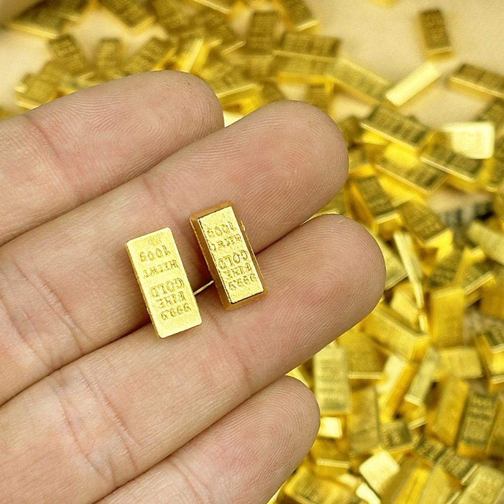 50/100Pcs Durable Alloy Small Gold Bar Solid Mini Wealth Attraction Ornament Golden Brick Craft Moving Business Opening Gift