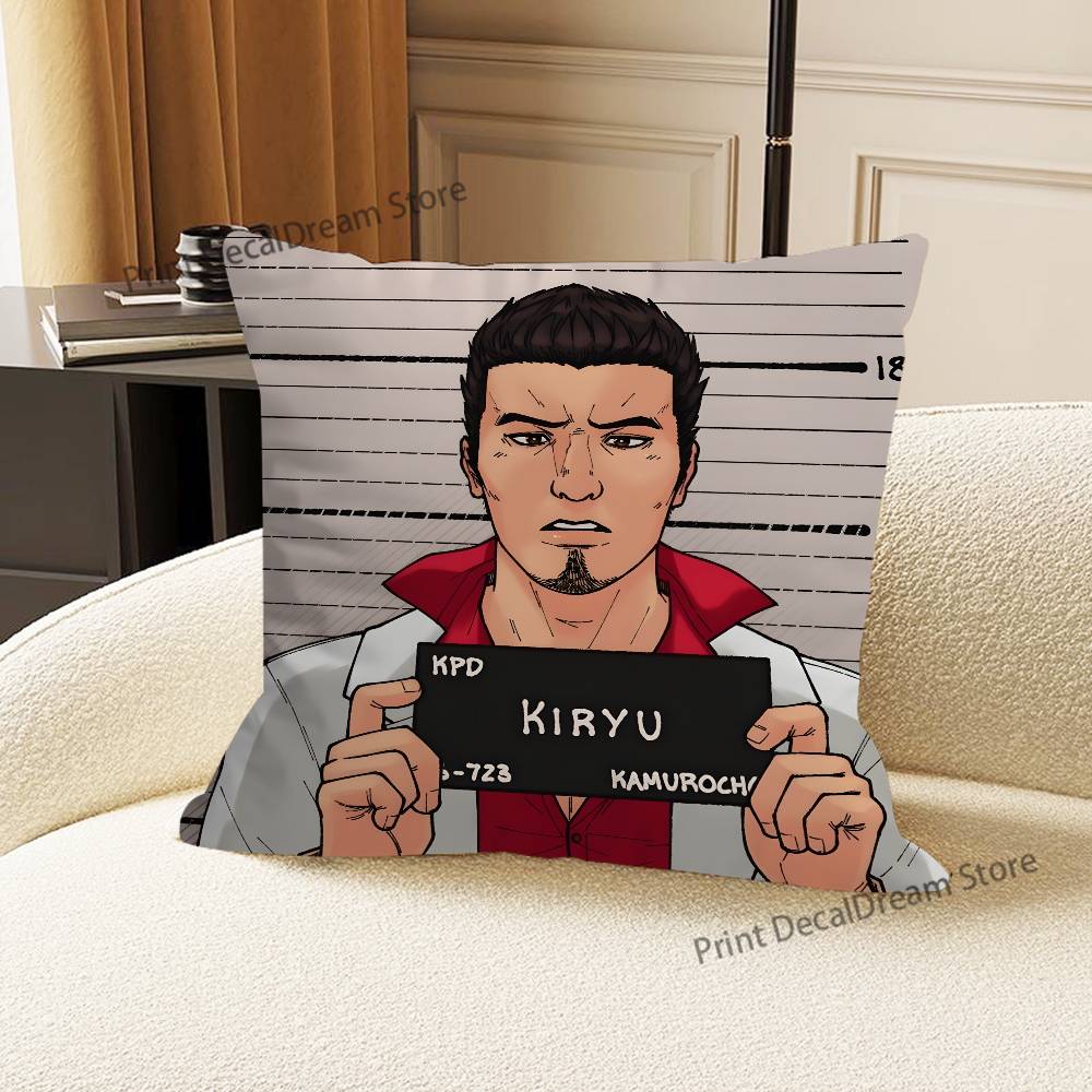 Japanese Game Y-Yakuza K-Kiryu Dragon Pillow Case For Sofa Decor Office Room Printing Cushion Cover Decorations and Protector