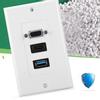 US 3 PORT VGA HDMI USB3.0 Socket Wall Mount Panel Adapter Wall Socket