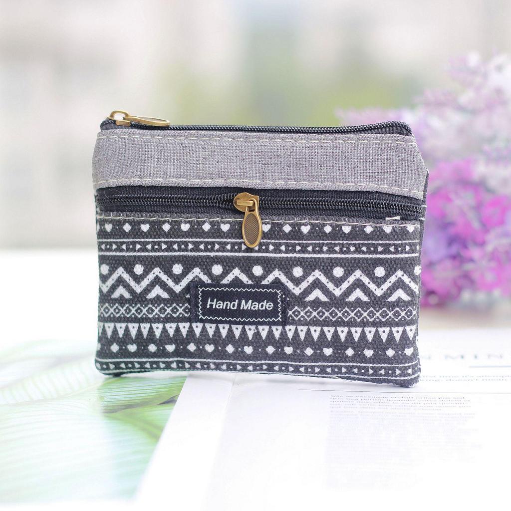 Nine-Color Multi-Layer Cotton Flower Coin Purse - Women's Fashionable 4-Layer Bag
