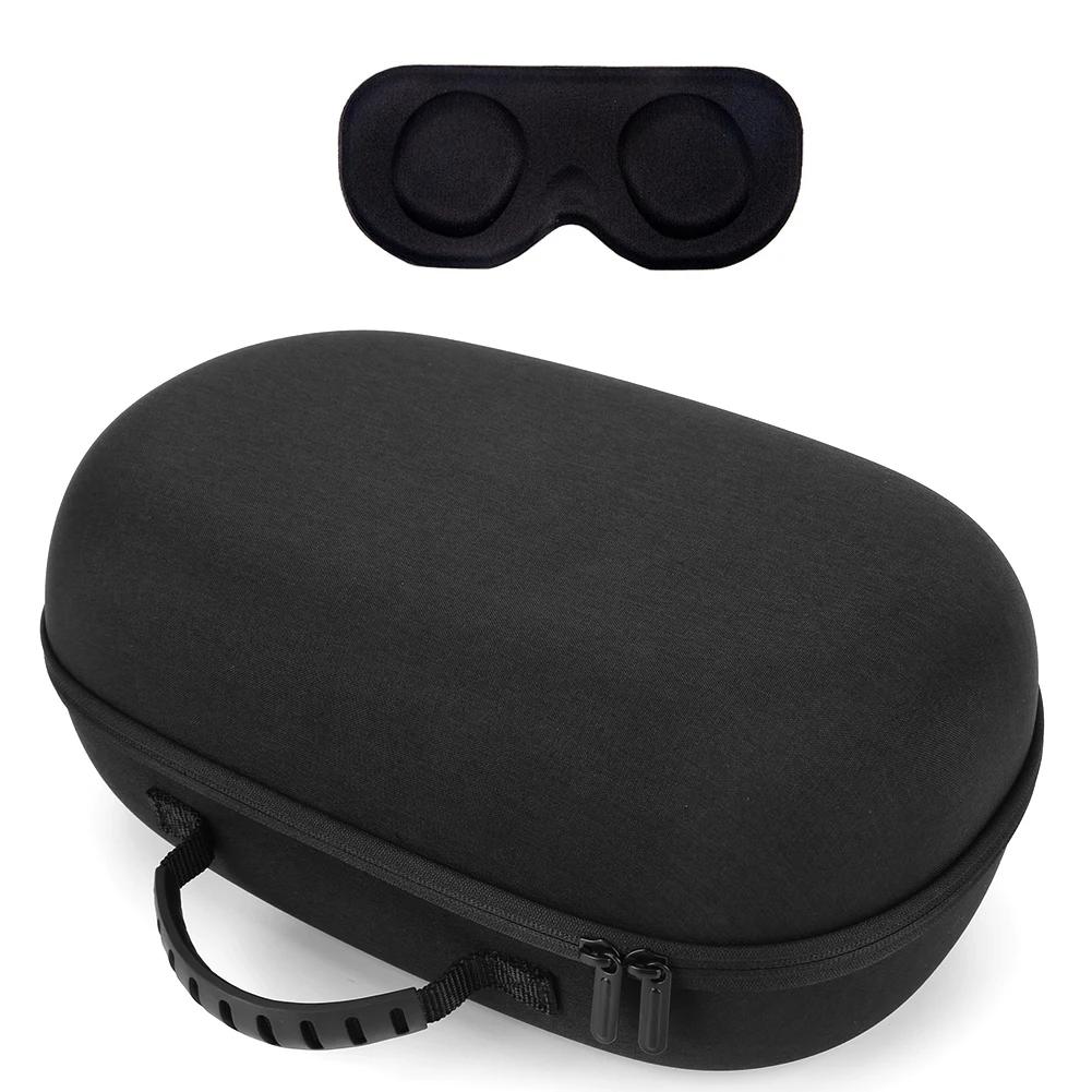 Hard Carry Bag with Lens Cover Shockproof Hardshell Case Anti-Scratch Mesh Pocket Bag for Meta Quest 3 VR Headset Accessories