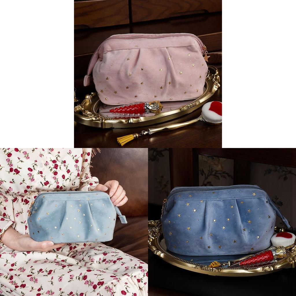 Style Velvet Cosmetic Bag With Spacious Interior For Home And On The Go Use