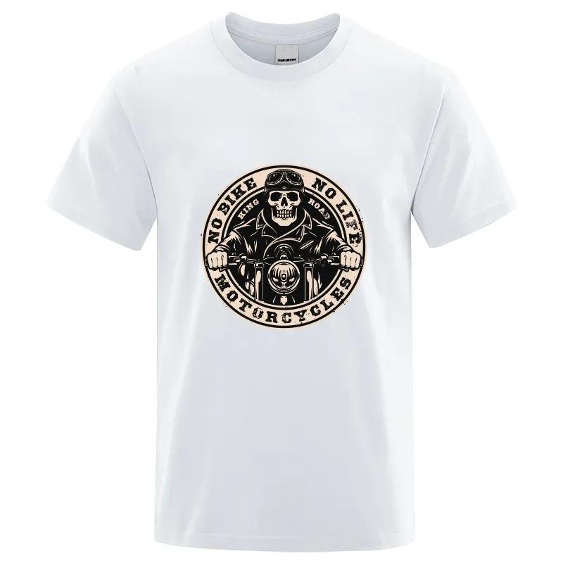Bavlněné tričko s krátkým rukávem Motocyklový závislák Píst Lebka Tričko Pánské Hip Hopové Tričko Cool Trička Harajuku Streetwear Móda